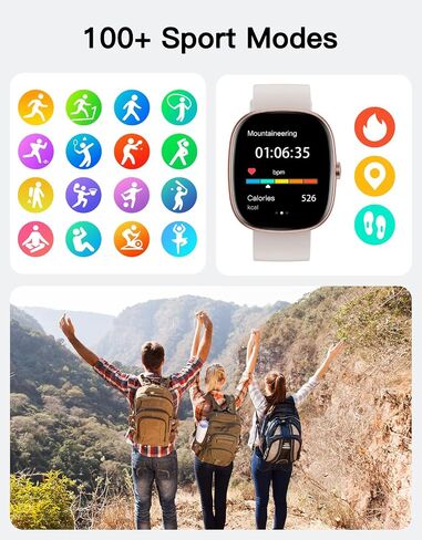 Fitness Tracker with Call Function, 1.85" Fitness Watch for Women and Men, 24/7 Heart Rate & Blood Oxygen Monitor, Sleep Tracker, 100+ Sport Modes, IP68 Waterproof (Starlight) in Kuwait