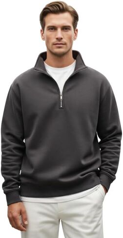 Mens Quarter Zip Pullover Comfort Soft Sweater Sweatshirt for Men 1/4 Zip Pullover Mens Sweaters in Kuwait