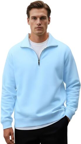 Mens Quarter Zip Pullover Comfort Soft Sweater Sweatshirt for Men 1/4 Zip Pullover Mens Sweaters in Kuwait