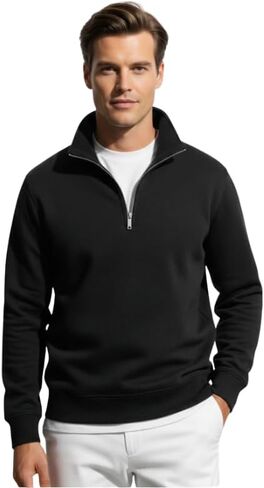 Mens Quarter Zip Pullover Comfort Soft Sweater Sweatshirt for Men 1/4 Zip Pullover Mens Sweaters in Kuwait