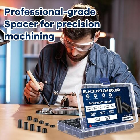 160Pcs M6 Plastic Spacers for Screws, Non-Threaded Plastic Round Spacer Assortment Kit, High-Strength Standoffs for Electrical Outlets, 3D Printers, ID 6mm OD 11mm, 3mm to 20mm Lengths,Black in Kuwait