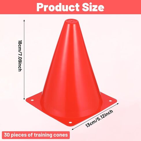 30 Pack 7 Inch Plastic Traffic Cones Sports Training Agility Marker Mini Cones for Soccer, Skating, Football, Basketball, Indoor and Outdoor Games Sports Practice Equipment in Kuwait