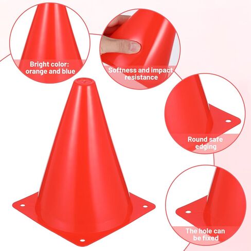 30 Pack 7 Inch Plastic Traffic Cones Sports Training Agility Marker Mini Cones for Soccer, Skating, Football, Basketball, Indoor and Outdoor Games Sports Practice Equipment in Kuwait