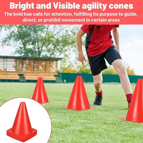 30 Pack 7 Inch Plastic Traffic Cones Sports Training Agility Marker Mini Cones for Soccer, Skating, Football, Basketball, Indoor and Outdoor Games Sports Practice Equipment in Kuwait