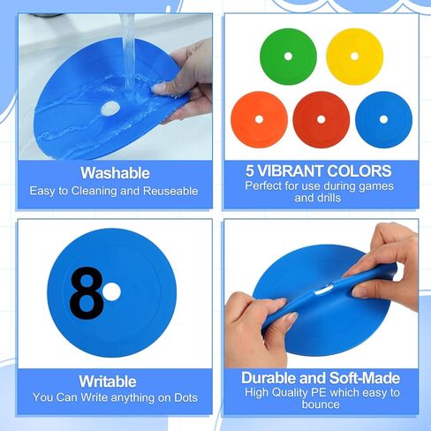 50Pcs 6" Flat Cones Spot Markers, 5 Colors Non-Skid Floor Hole Soccer Cones Field Court Markers Field Court Spot Marker Flat Discs Soccer Training Equipment for Football Sports Speed Agility Practice in Saudi Arabia