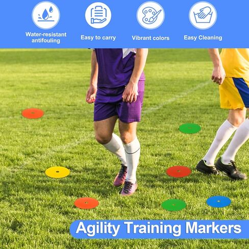 50Pcs 6" Flat Cones Spot Markers, 5 Colors Non-Skid Floor Hole Soccer Cones Field Court Markers Field Court Spot Marker Flat Discs Soccer Training Equipment for Football Sports Speed Agility Practice in Saudi Arabia