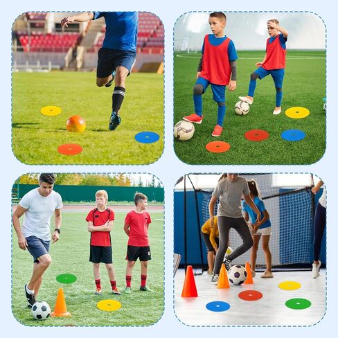 50Pcs 6" Flat Cones Spot Markers, 5 Colors Non-Skid Floor Hole Soccer Cones Field Court Markers Field Court Spot Marker Flat Discs Soccer Training Equipment for Football Sports Speed Agility Practice in Saudi Arabia