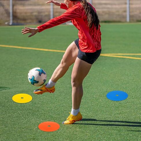 50Pcs 6" Flat Cones Spot Markers, 5 Colors Non-Skid Floor Hole Soccer Cones Field Court Markers Field Court Spot Marker Flat Discs Soccer Training Equipment for Football Sports Speed Agility Practice in Saudi Arabia