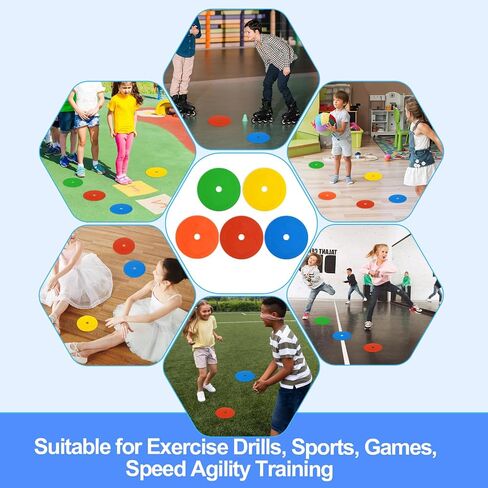 50Pcs 6" Flat Cones Spot Markers, 5 Colors Non-Skid Floor Hole Soccer Cones Field Court Markers Field Court Spot Marker Flat Discs Soccer Training Equipment for Football Sports Speed Agility Practice in Saudi Arabia