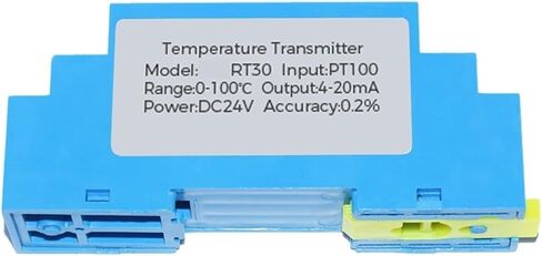 DC24V DIN Rail PT100 Temperature Transmitter, -100℃~500℃ RTD Sensor 4-20mA 0-5V 0-10V Output Transducer(0-5V 0-100C) in Kuwait