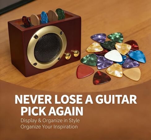 Wooden Guitar Pick Holder Case Guitar Picks Box Single Collectible Plectrum Guitar Display Case Concert Souvenirs Keepsake Display Box Gift for Guitar Players Music Lovers (WOODEN) in Kuwait