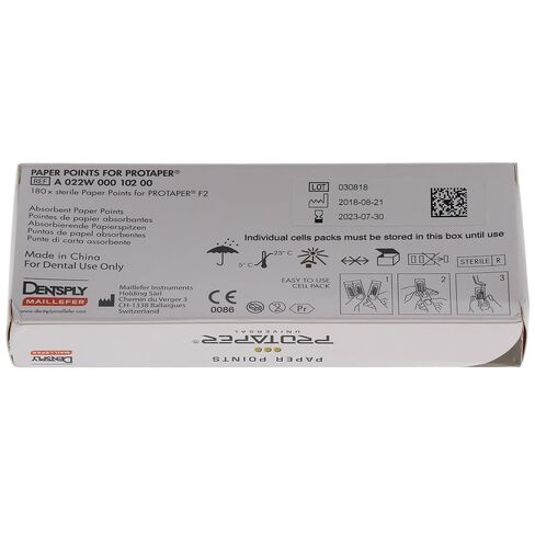 Dentsply A022W00010200 ProTaper Paper Points F2#25 PTUPPF2 180/Pk in Kuwait
