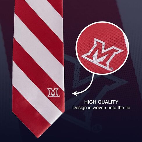 ربطة عنق جامعة Desert Cactus Miami University MU Ohio RedHawks 100% بوليستر مع شعار، مرخصة رسميًا in Kuwait