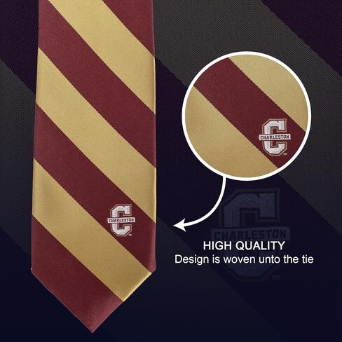 Desert Cactus College of Charleston Neck Tie CofC Cougars 100% Polyester Necktie with Logo, Officially Licensed (Style A) in Kuwait