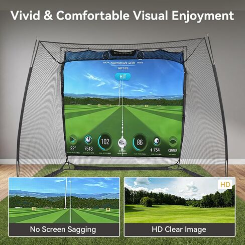 11x8ft Golf Simulator Hitting Net with Impact Screen & Target Cloth, Heavy-Duty Golf Net with Metal Frame & 270° Protection, Range Cage for Swing Driving Home Garage Indoor Outdoor, Golf Gift for Men in Kuwait