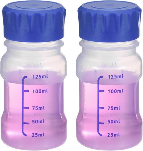 PATIKIL 500ml Reagent Bottle, 2 Pcs Graduated Storage Bottles PP Plastic with Blue Screw Cap Comfortable Hand Shake Temperature Resistance for Lab Media Water Reagent Liquids, Brown in Kuwait