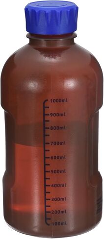 PATIKIL 125ml Reagent Bottle, Graduated Storage Bottles PP Plastic with Blue Screw Cap Comfortable Hand Shake Temperature Resistance for Lab Media Water Reagent Liquids, Brown in Kuwait