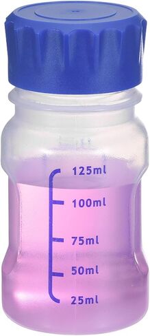 PATIKIL 125ml Reagent Bottle, Graduated Storage Bottles PP Plastic with Blue Screw Cap Comfortable Hand Shake Temperature Resistance for Lab Media Water Reagent Liquids, Brown in Kuwait
