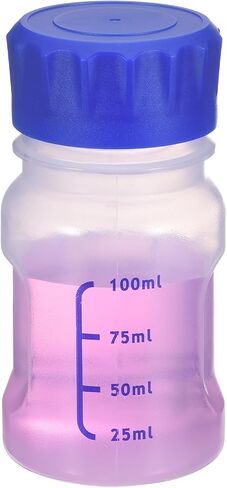 PATIKIL 125ml Reagent Bottle, Graduated Storage Bottles PP Plastic with Blue Screw Cap Comfortable Hand Shake Temperature Resistance for Lab Media Water Reagent Liquids, Brown in Kuwait