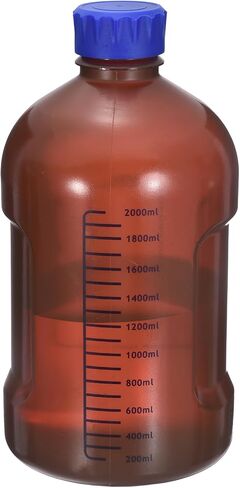 PATIKIL 125ml Reagent Bottle, Graduated Storage Bottles PP Plastic with Blue Screw Cap Comfortable Hand Shake Temperature Resistance for Lab Media Water Reagent Liquids, Brown in Kuwait