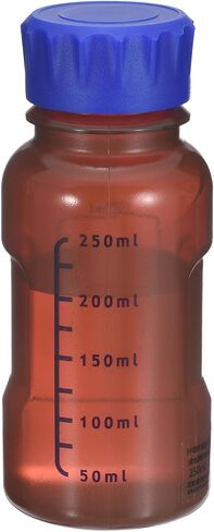 PATIKIL 125ml Reagent Bottle, Graduated Storage Bottles PP Plastic with Blue Screw Cap Comfortable Hand Shake Temperature Resistance for Lab Media Water Reagent Liquids, Brown in Kuwait
