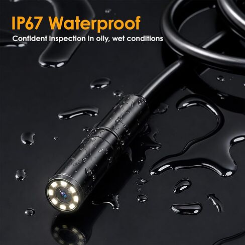 1920P HD Endoscope Camera with Light, IP67 Waterproof Borescope Snake Camera Semi-Rigid Sewer Camera 8 LED Inspection Endoscope Camera for iPhone Android Automotive Pipe, 16.4FT Single Lens in Kuwait
