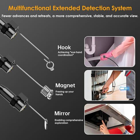 1920P HD Endoscope Camera with Light, IP67 Waterproof Borescope Snake Camera Semi-Rigid Sewer Camera 8 LED Inspection Endoscope Camera for iPhone Android Automotive Pipe, 16.4FT Single Lens in Kuwait