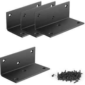 4 PCS Iron 4 Inch L Right Angle Bracket with Screws, 4" x 2" x 2" Metal Joint Bracket 90 Degree Corner Brace for Wood Bookshelf Furniture Cabinet, Thickness 3 mm Heavy Duty Black Brackets in Kuwait