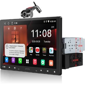 10.1" QLED Android Single & Double Din Car Stereo with Dash Cam, 2G+32G Wireless CarPlay Android Auto Floating QLED Touchscreen Car Radio & 1080P DVR Recording Camera, WiFi/Bluetooth, A5L in Kuwait