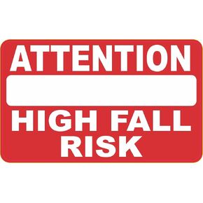 StickerTalk Attention High Fall Risk Red Vinyl Sticker, 5 inches by 3 inches in Kuwait