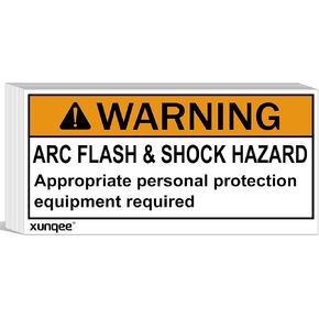 100 pack 2*4 inch WARNING Arc Flash and Shock Hazard Appropriate PPE Required,High Performance Vinyl Lable for Electrical,Black and Orange on White Safety Signs for the Workplace(orange warning label) in Kuwait