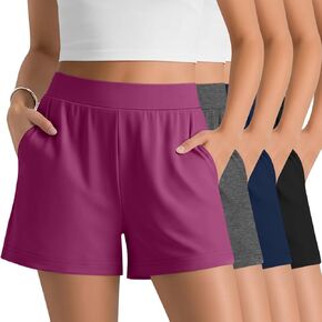Halfchet 4 Pack Girls Shorts Athletic Summer Teen Casual Active Shorts with Pockets & Elastic Waist for Kids 5-16 Years in Kuwait