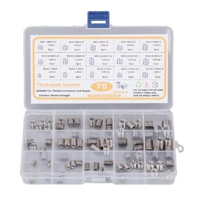 Thread Repair Insert,75Pcs Stainless Steel Threaded Inserts Nuts Assortment Kit, Set with Storage Case for Metal Wood Plastic, M4 - M10 Metric Sizes in Kuwait
