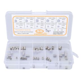 Thread Repair Insert,55Pcs Nut Threaded M2 .5 M3 Stainless Steel Fastener Assortment, Kit with Storage Box for Aviation Automobile Electronics and Machinery in Kuwait