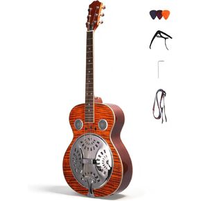Resonator Guitar for Adults Beginners, Full Size 40 Inch Acoustic Lap Steel Guitar with Metal Resonator, Beginner Guitar Starter Kit Strap Capo Picks Wrench, Country Bluegrass Folk Blues Slide Guitar in Kuwait