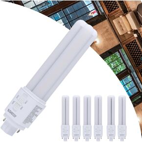 Satco LED PL Lamp 9W Replaces 18W/26W/32W CFL 2700K/3000K/3500K/4000K CCT Selectable G24d 2-Pin Base Ballast Bypass Type B 120-277V Part S29855 Non-Dimmable (6 Pack) in Kuwait