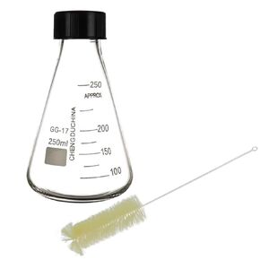 Erlenmeyer Flask, 250ml(8.5oz) - Borosilicate Glass - with PTFE Screw Cap - Conical Shape - White Graduations in Kuwait