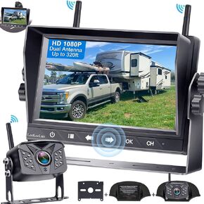 LeeKooLuu RV Backup Camera Wireless HD 1080P 7 Inch Monitor Touch Key Screen DVR Recorder 2 Rear View Cameras Adapter for Furrion Pre-Wired RVs Trailers Campers Trucks IP69 Waterproof Night Vision in Saudi Arabia