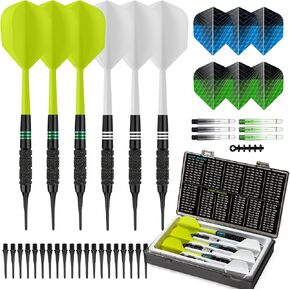 Soft Tip Darts Set 6 Pack – Professional Darts Plastic Tip with Integrated Dart Flights, Extra Dart Stems & Flights Dart Tips Darts Accessories Kit with Dart Case for Electronic Dartboard in Kuwait