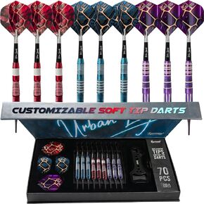 IgnatGames Soft Tip Darts Set for Electronic Dartboards, 9 Pack 18g Stainless Steel, Multi-Zone Grip, 70 Spare Tips, Magnetic Case & Companion App in Kuwait