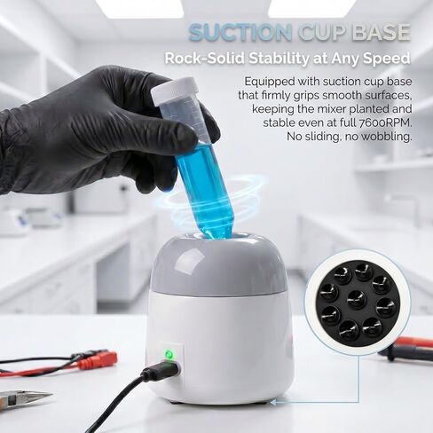 7600RPM Mini Vortex Mixer, USB-C Powered Paint Shaker with Touch Function for Nail Polish, Eyelash Glue, Tattoo Ink, Test Tubes & Adhesives, Upgraded Brushless Motor, Palm-Sized Portable Design in Kuwait