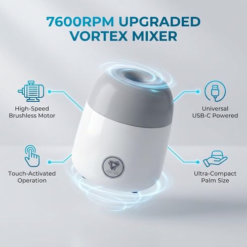 7600RPM Mini Vortex Mixer, USB-C Powered Paint Shaker with Touch Function for Nail Polish, Eyelash Glue, Tattoo Ink, Test Tubes & Adhesives, Upgraded Brushless Motor, Palm-Sized Portable Design in Kuwait
