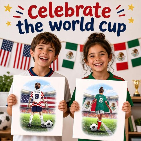 Art by Toor Personalized Soccer Canvas Wall Art - Soccer Gifts for Girls - Custom Name Soccer Player Print - Kids Bedroom Decor - World Cup & USA Soccer Gifts (0.75" Stretched Canvas, Ready to Hang) in Kuwait