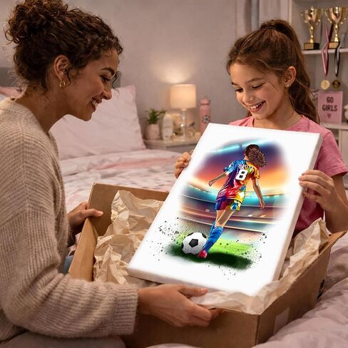 Art by Toor Personalized Soccer Canvas Wall Art - Soccer Gifts for Girls - Custom Name Soccer Player Print - Kids Bedroom Decor - World Cup & USA Soccer Gifts (0.75" Stretched Canvas, Ready to Hang) in Kuwait