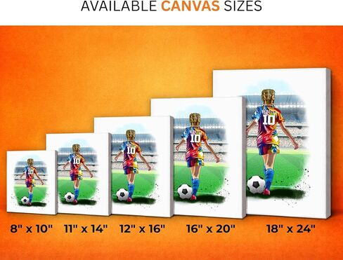 Art by Toor Personalized Soccer Canvas Wall Art - Soccer Gifts for Girls - Custom Name Soccer Player Print - Kids Bedroom Decor - World Cup & USA Soccer Gifts (0.75" Stretched Canvas, Ready to Hang) in Kuwait