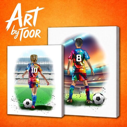 Art by Toor Personalized Soccer Canvas Wall Art - Soccer Gifts for Girls - Custom Name Soccer Player Print - Kids Bedroom Decor - World Cup & USA Soccer Gifts (0.75" Stretched Canvas, Ready to Hang) in Kuwait