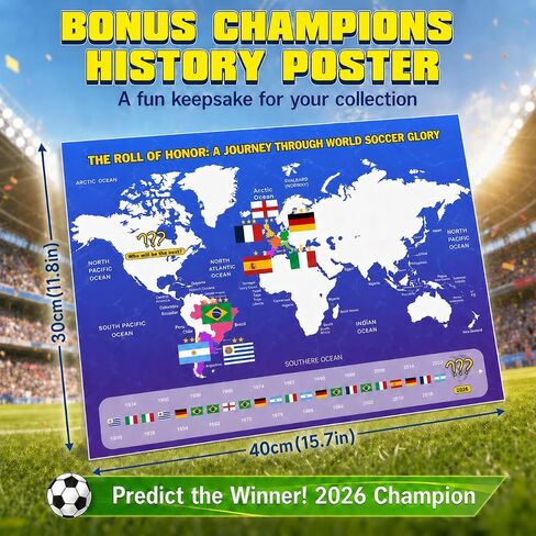 2026 World Cup Schedule Poster 43"x32" Extra Large Soccer Wall Chart, 2 Pcs with 600 Flag Stickers & Champion Predictor Poster, World Cup Bracket Poster for Soccer Fans Gifts & Party Decorations in Kuwait