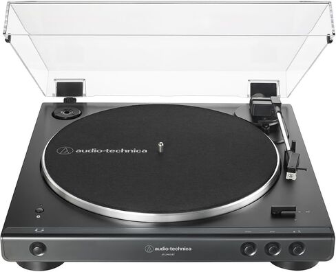 Audio-Technica AT-LP60XBT-BK Fully Automatic Belt-Drive Bluetooth Stereo Turntable, Black Bundle with Record Care Solution, Deco Gear Cleaning Kit, Stroboscope and Record Stabilizer in Saudi Arabia