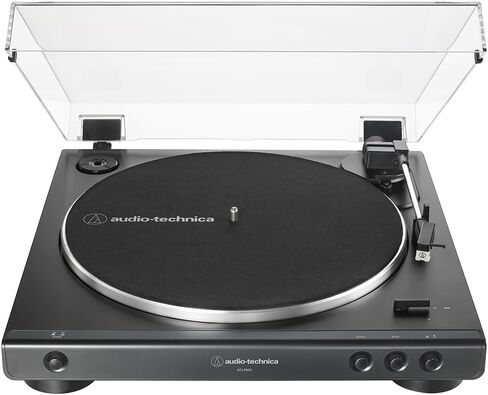 Audio-Technica AT-LP60X-BK Fully Automatic Belt-Drive Stereo Turntable 33-1/3 & 45 RPM - Black Bundle with Record Care Solution, Deco Gear Cleaning Kit, Stroboscope and Record Stabilizer in Saudi Arabia