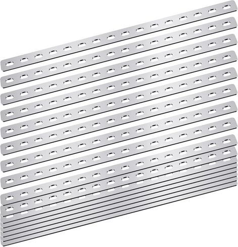 Zonon 10 Pcs 16 Inches Flat Straight Brace Brackets Adjustable 201 Stainless Steel Mending Plate 408mm/16 '' Length 16 Screw Hole Straight Bracket, 2.8 mm Thickness, Slot for 5/16" Screw (Black) in Kuwait